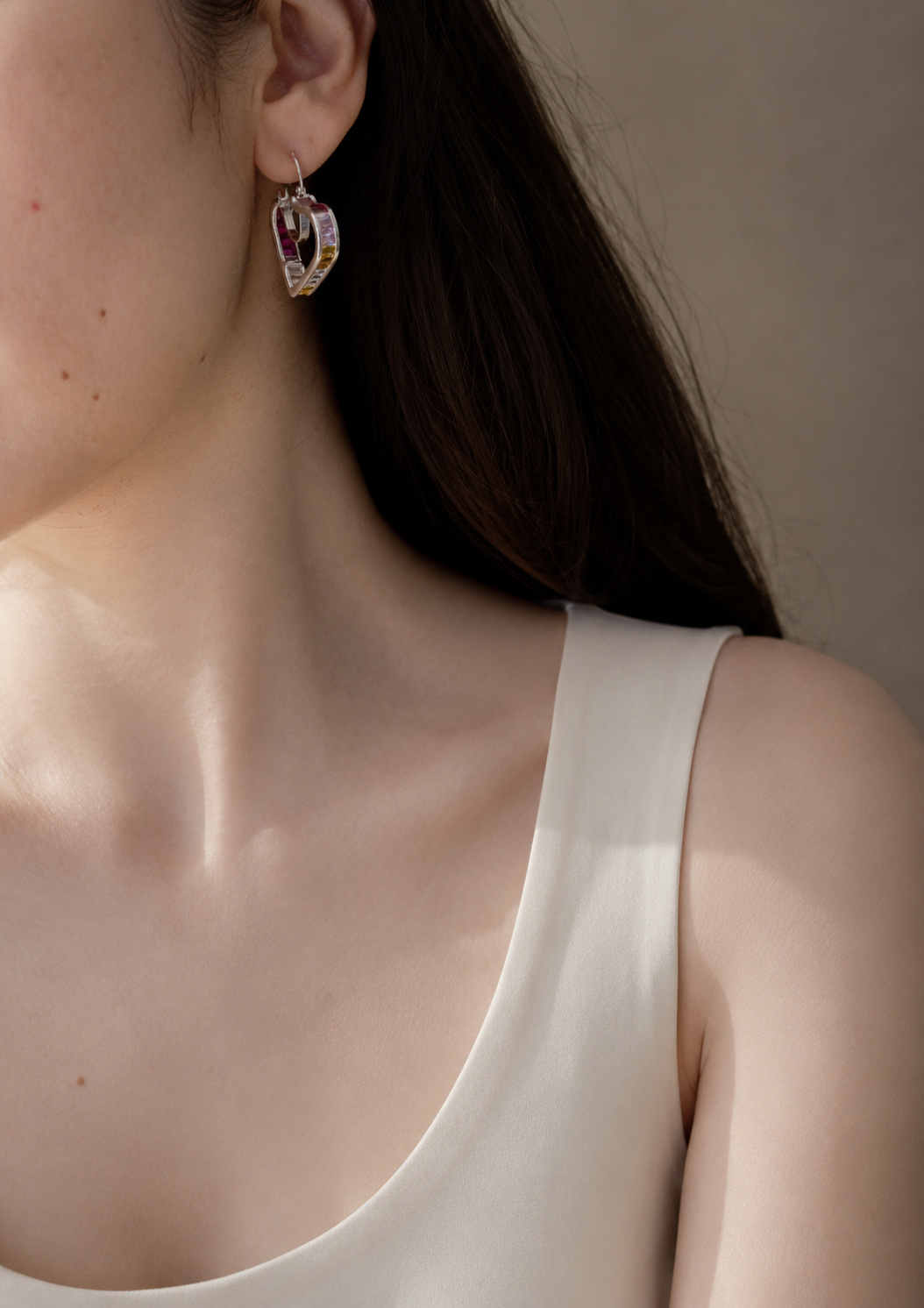 Sunset Hearth Hoop Earring