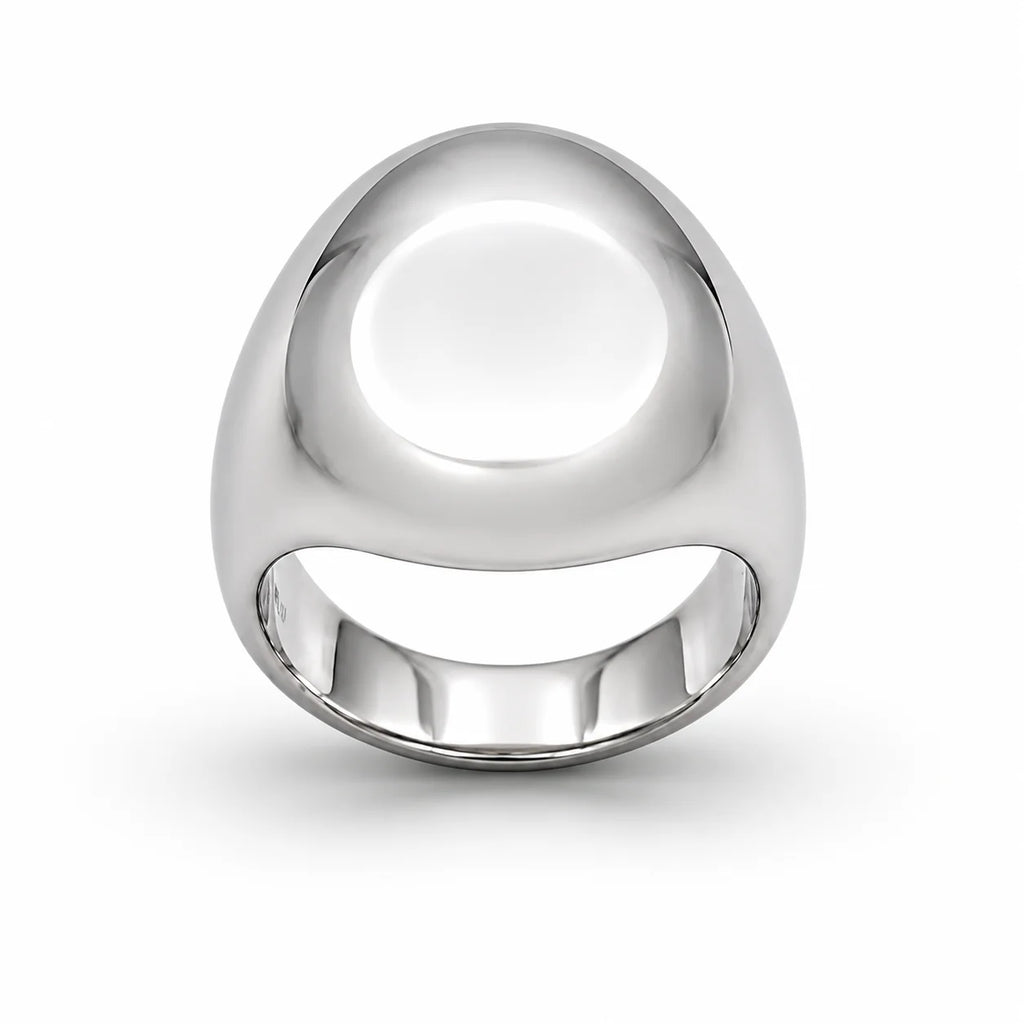 Silver ring on a white background