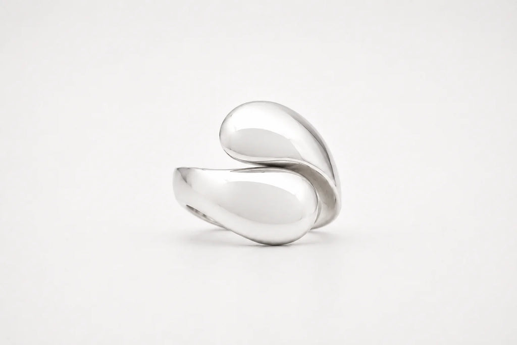 Silver ring on a white background