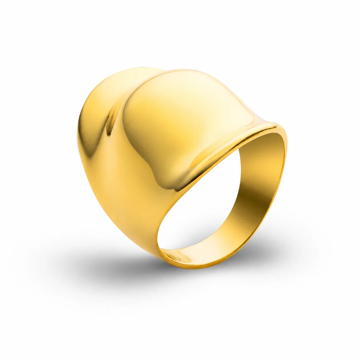 Gold ring on a white background