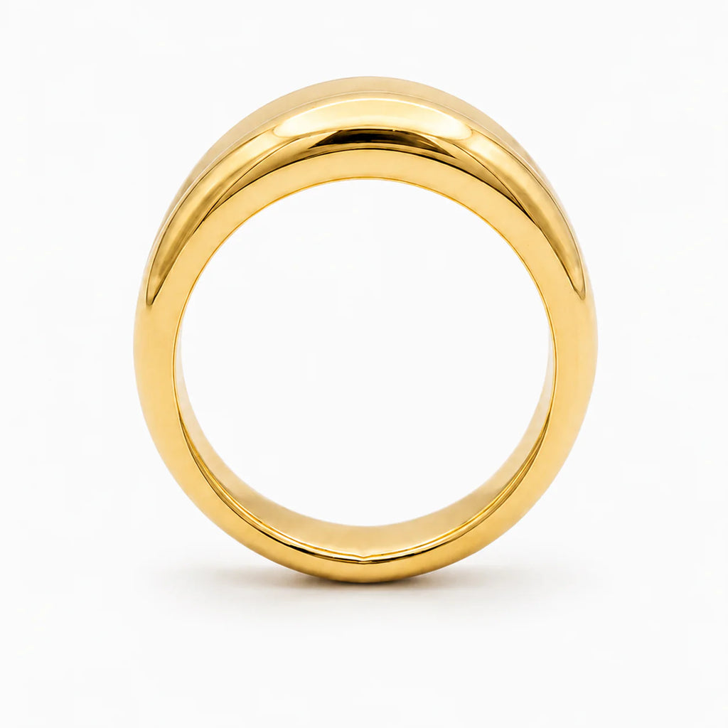 Gold ring on a white background