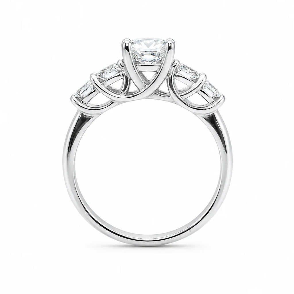 5 diamond silver ring