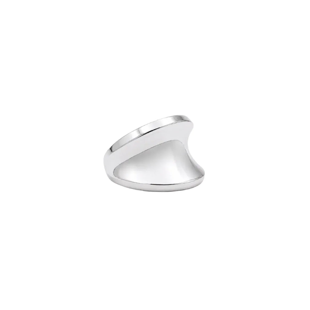 Silver ring on a white background