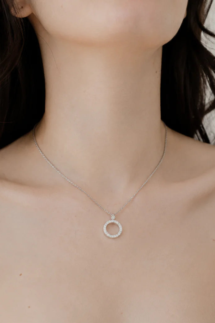 circle necklace with diamonds