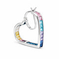 Heart-shaped earring with multicolored gemstones on a white background