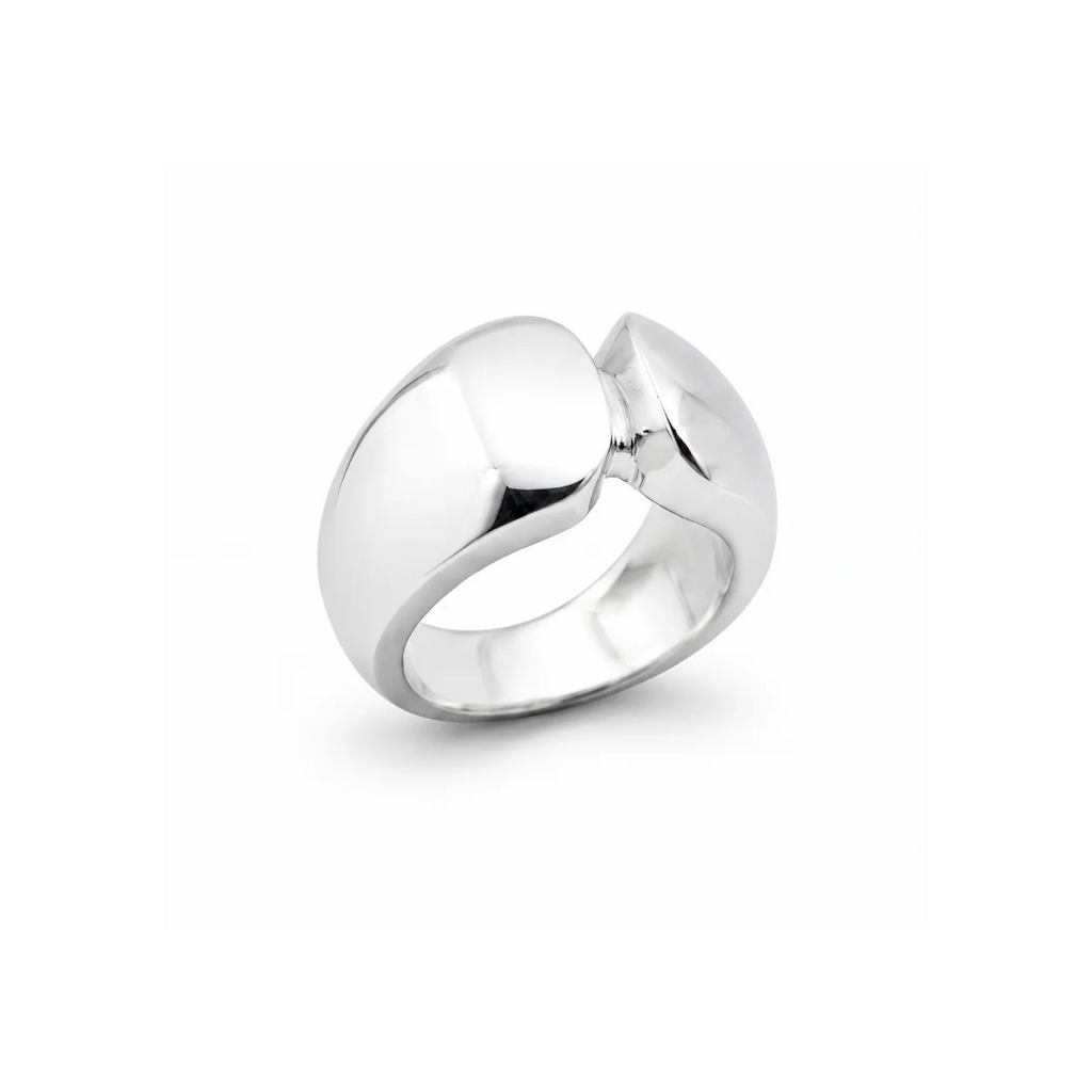 Silver ring on a white background