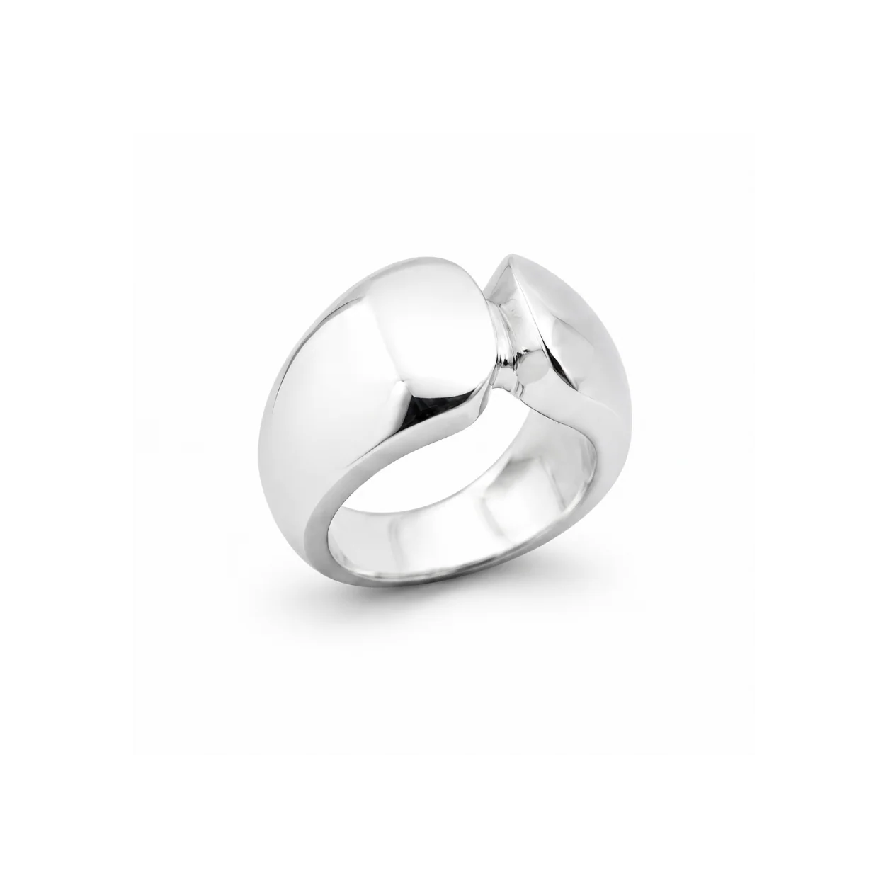 Silver ring on a white background