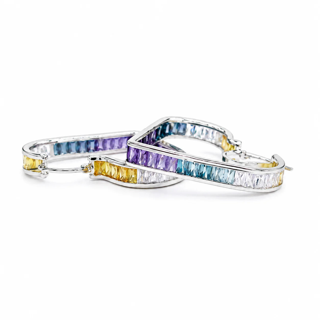 Multicolored gemstone bracelet on a white background