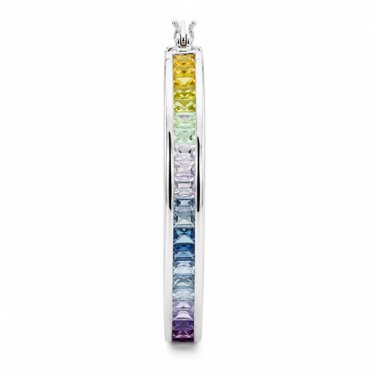 Multicolored gemstone pendant on a white background