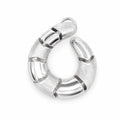 Silver horseshoe-shaped earring on a white background