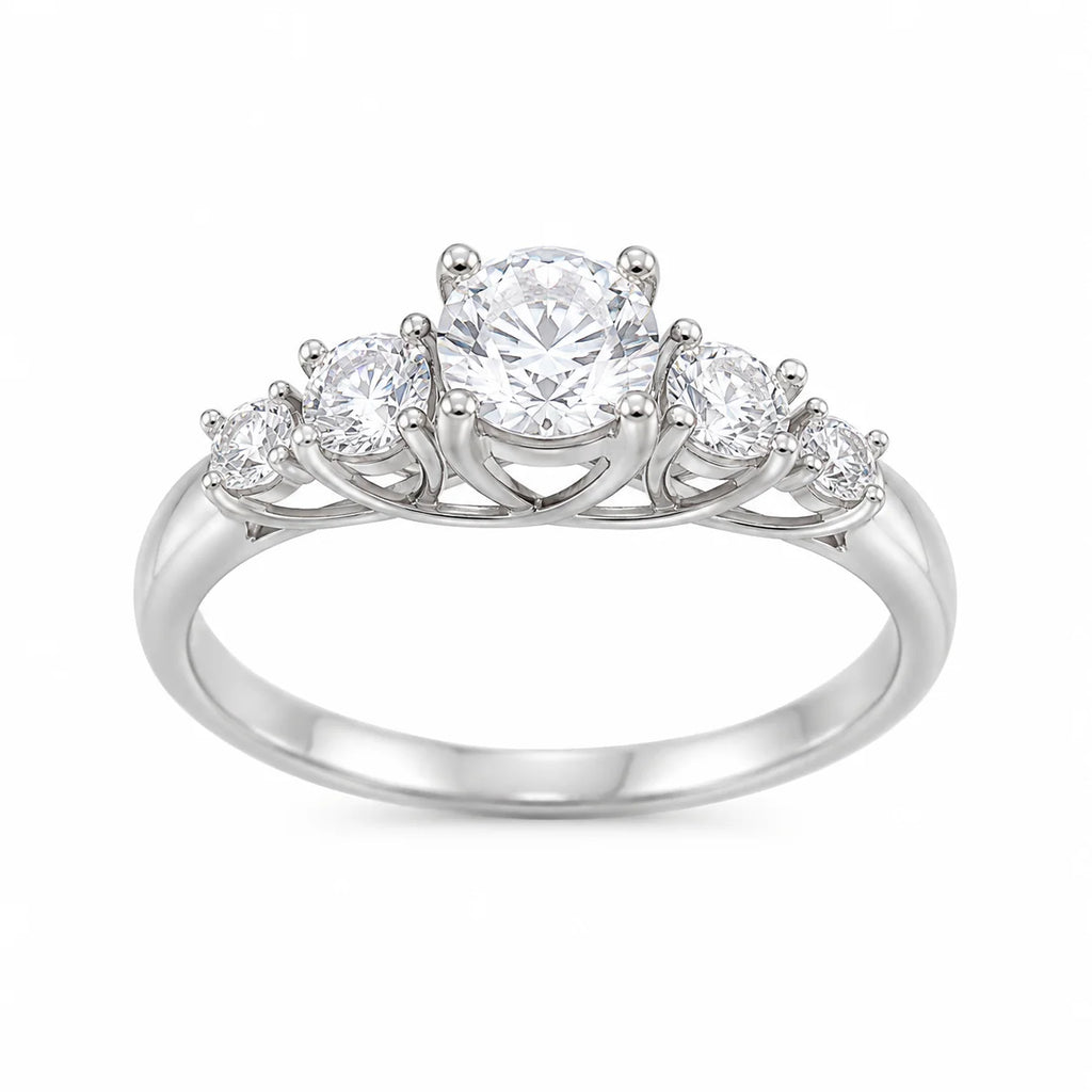 5 diamond closeup silver ring