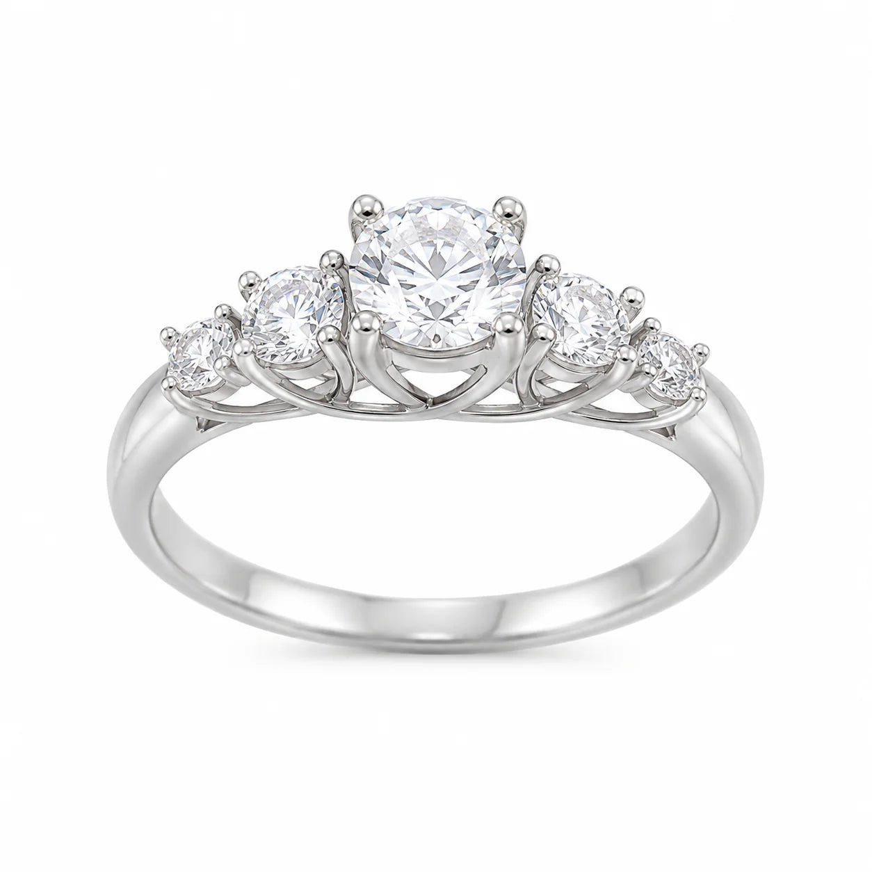 5 diamond closeup silver ring