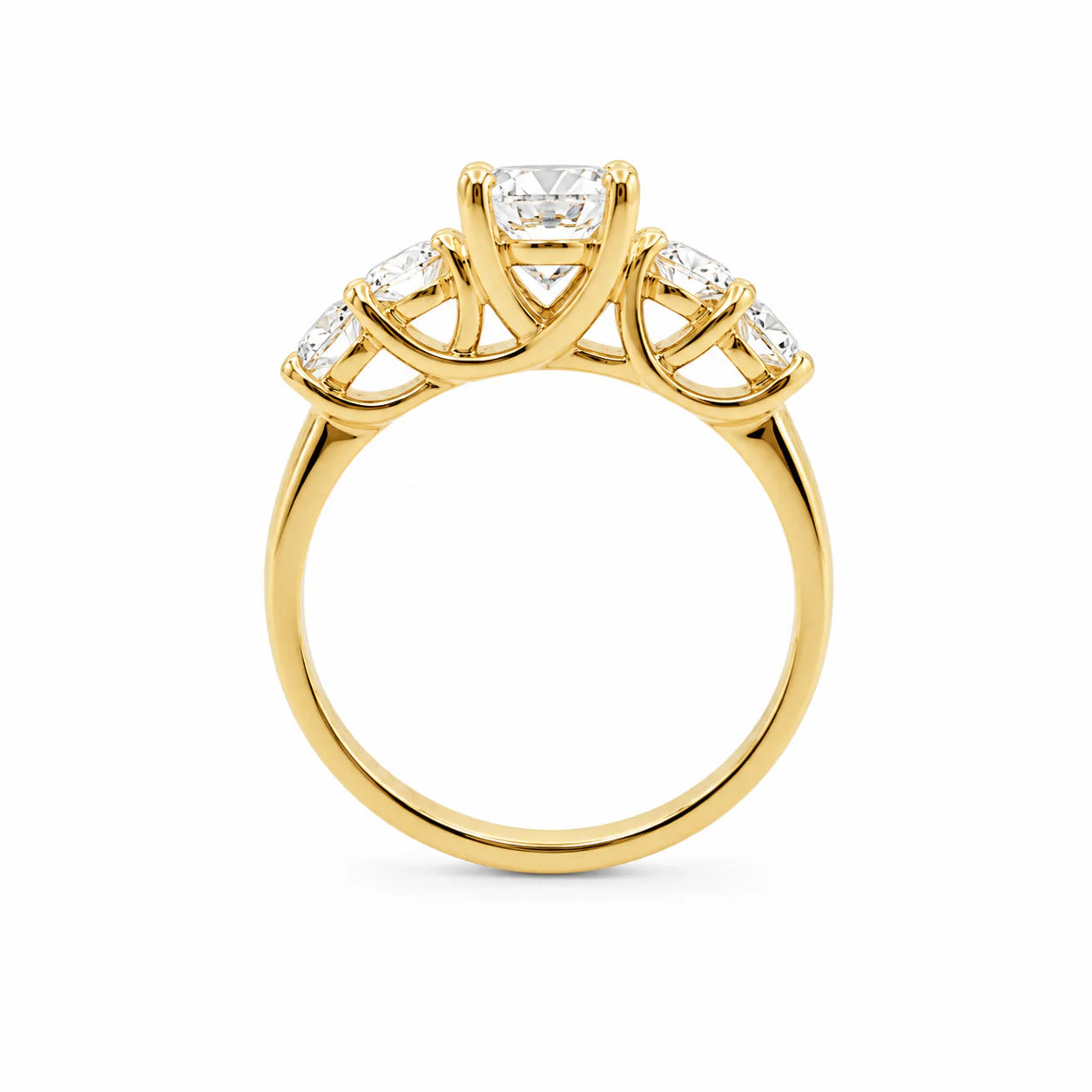 Gold ring with a diamond on a white background