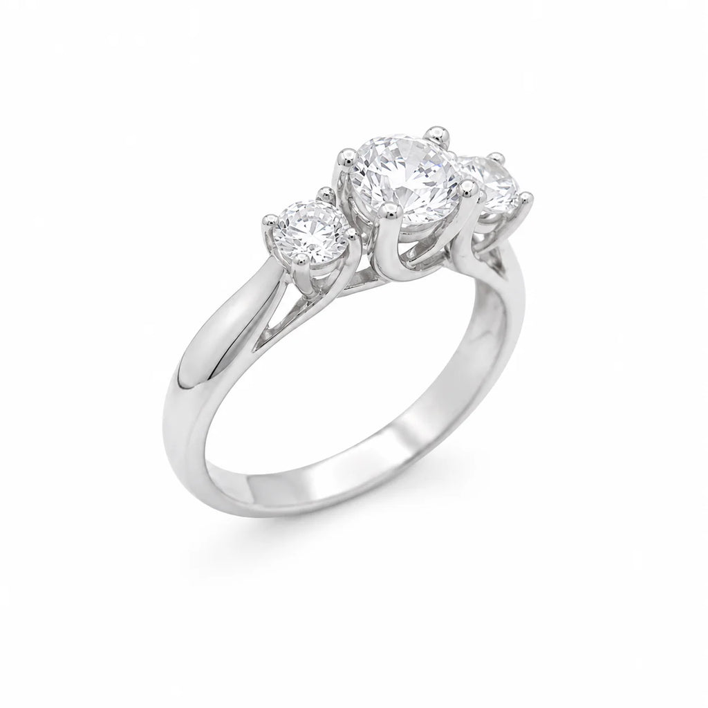 3 diamond silver ring