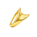 Gold ring with a unique design on a white background
